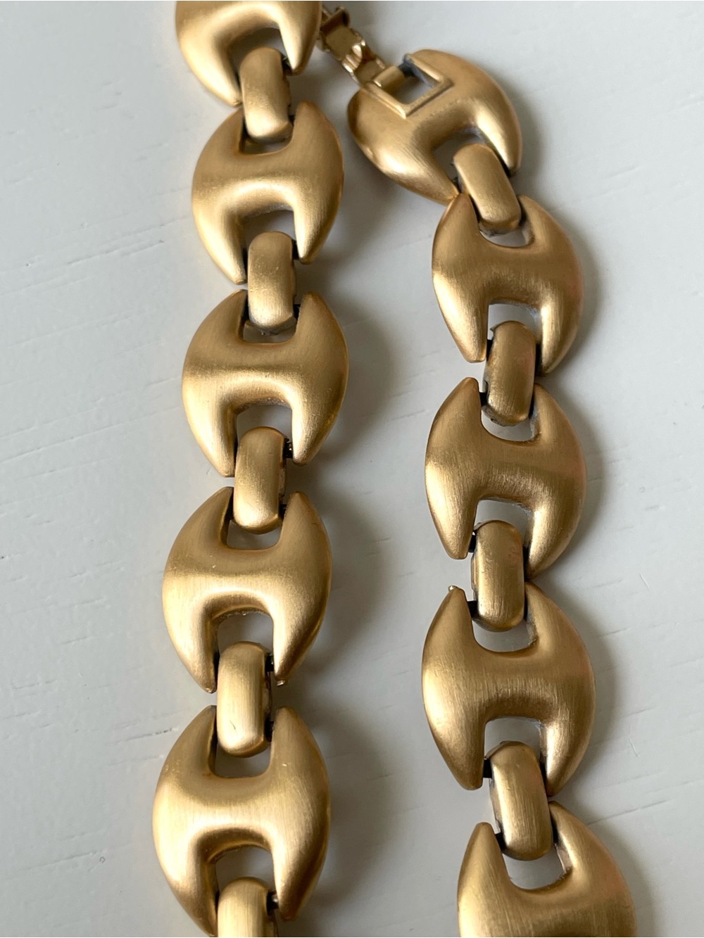 Vintage Monet matte goldtone link choker necklace horse bit Old Money - Picture 4 of 15